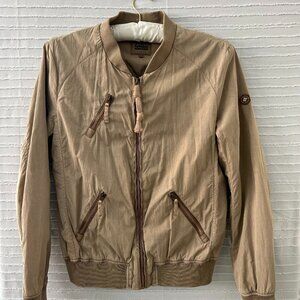 Khujo Woman Tan Bomber Zip Up Jacket Large
